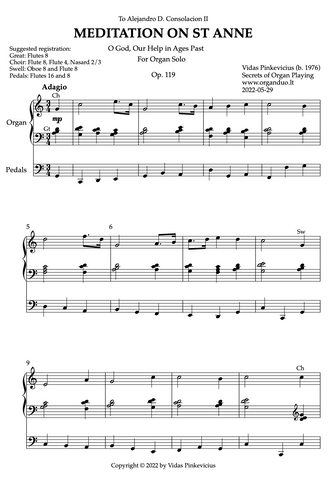 Meditation on St Anne, Op. 119 (Organ Solo) by Vidas Pinkevicius (2022)