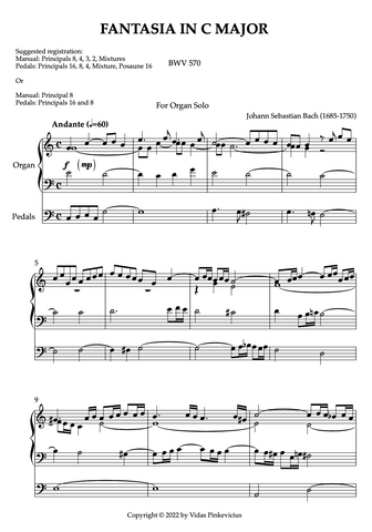 Fantasia in C Major, BWV 570 by J.S. Bach with Fugue in C Major by Vidas Pinkevicius