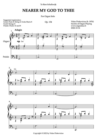 Meditation on Nearer My God to Thee, Op. 154 (Organ Solo) by Vidas Pinkevicius
