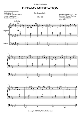 Dreamy Meditation, Op. 158 (Organ Solo) by Vidas Pinkevicius