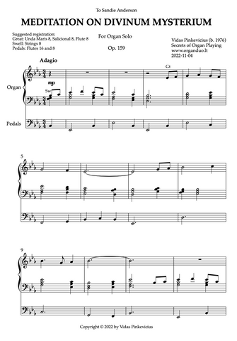 Meditation on Divinum Mysterium, Op. 159 (Organ Solo) by Vidas Pinkevicius