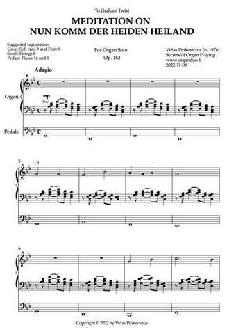 Meditation on Nun komm, der Heiden Heiland, Op. 162 (Organ Solo) by Vidas Pinkevicius