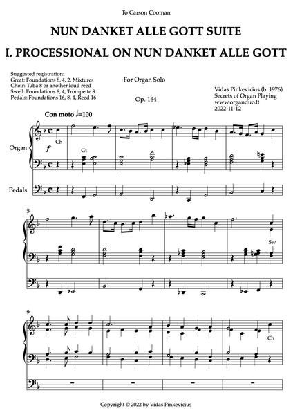 Nun danket alle Gott Suite (Organ Solo) by Vidas Pinkevicius