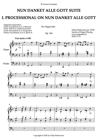 Nun danket alle Gott Suite (Organ Solo) by Vidas Pinkevicius