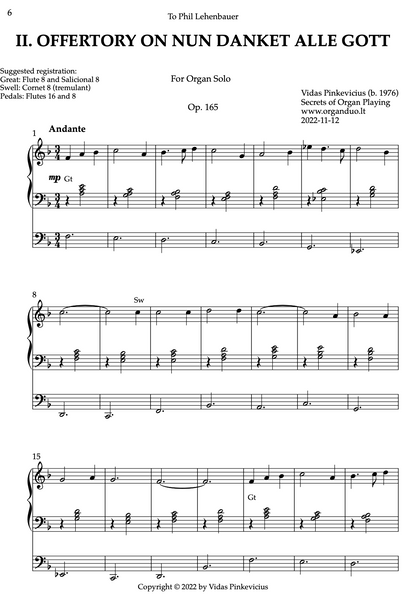 Nun danket alle Gott Suite (Organ Solo) by Vidas Pinkevicius