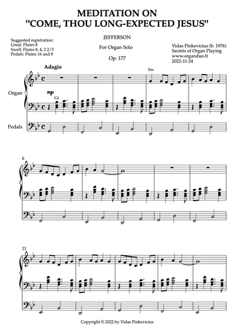 Meditation on "Come, Thou Long-Expected Jesus", Op. 177 (Organ Solo) by Vidas Pinkevicius