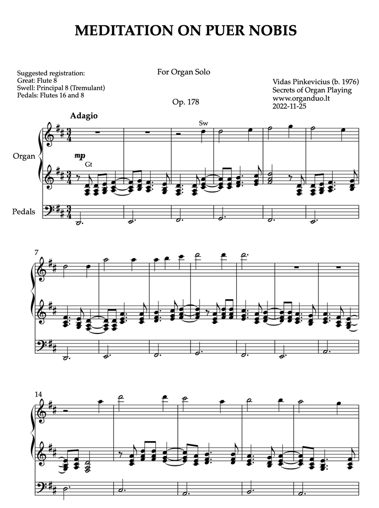 Meditation on Puer nobis, Op. 178 (Organ Solo) by Vidas Pinkevicius