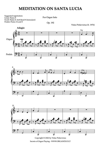 Meditation on Santa Lucia, Op. 192 (Organ Solo) by Vidas Pinkevicius