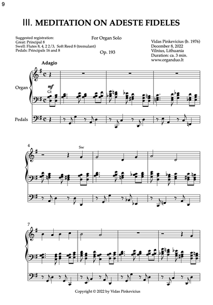 Adeste fideles Suite (Organ Solo) by Vidas Pinkevicius