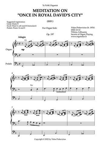 Meditation on "Once in Royal David's City", Op. 197 (Organ Solo) by Vidas Pinkevicius