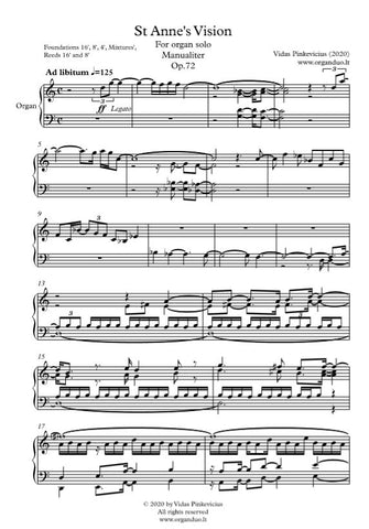 St Anne's Vision, Op. 72 (2020) for organ by Vidas Pinkevicius