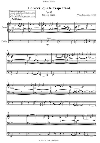 Universi qui te exspectant, Op. 45 for solo organ (2018) by Vidas Pinkevicius